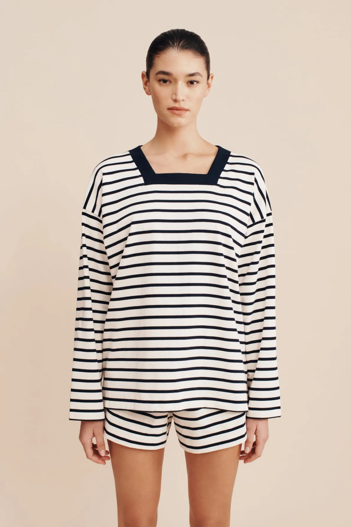 ARCHIE LONG SLEEVE TOP - NAVY STRIPE