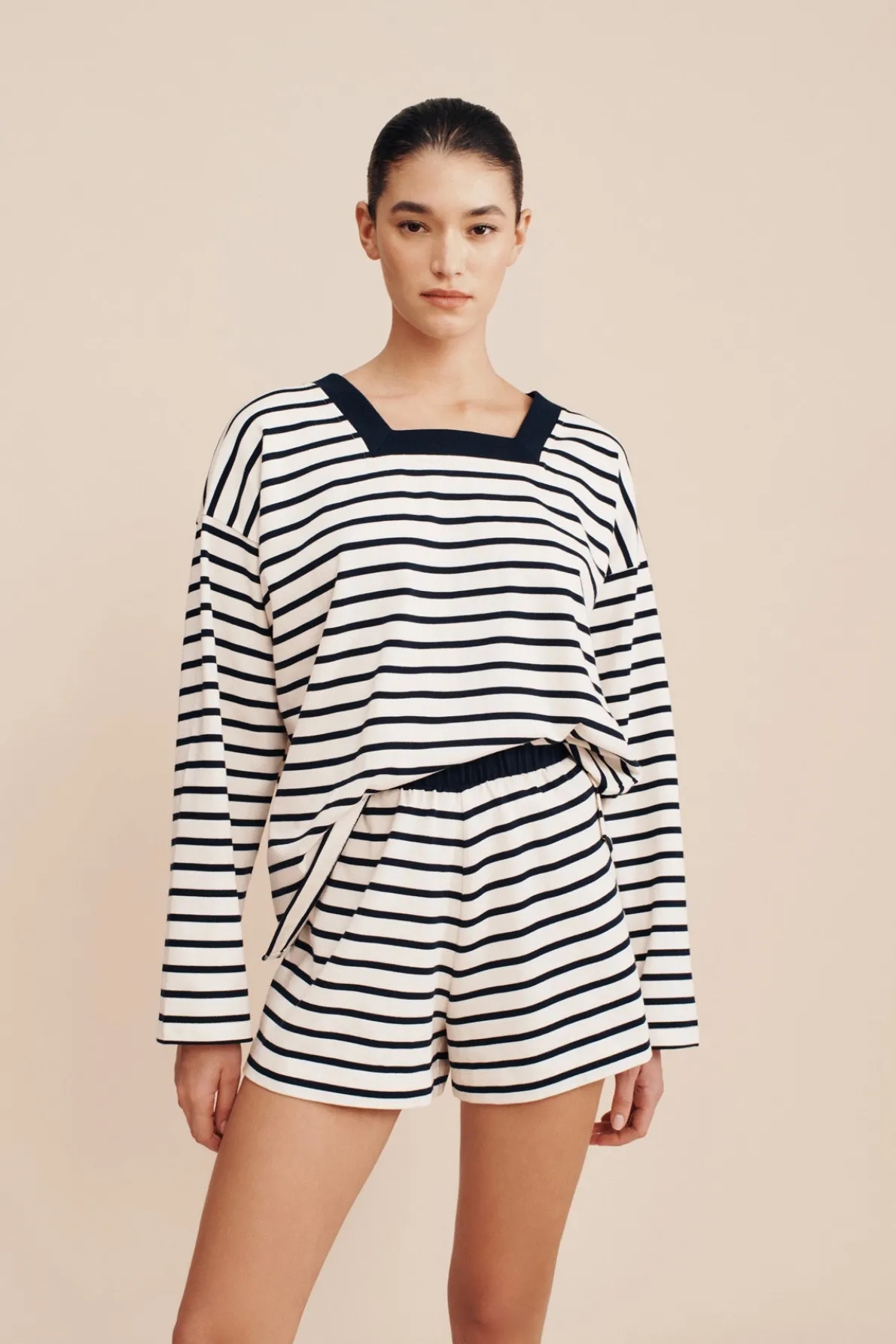 ARCHIE LONG SLEEVE TOP - NAVY STRIPE