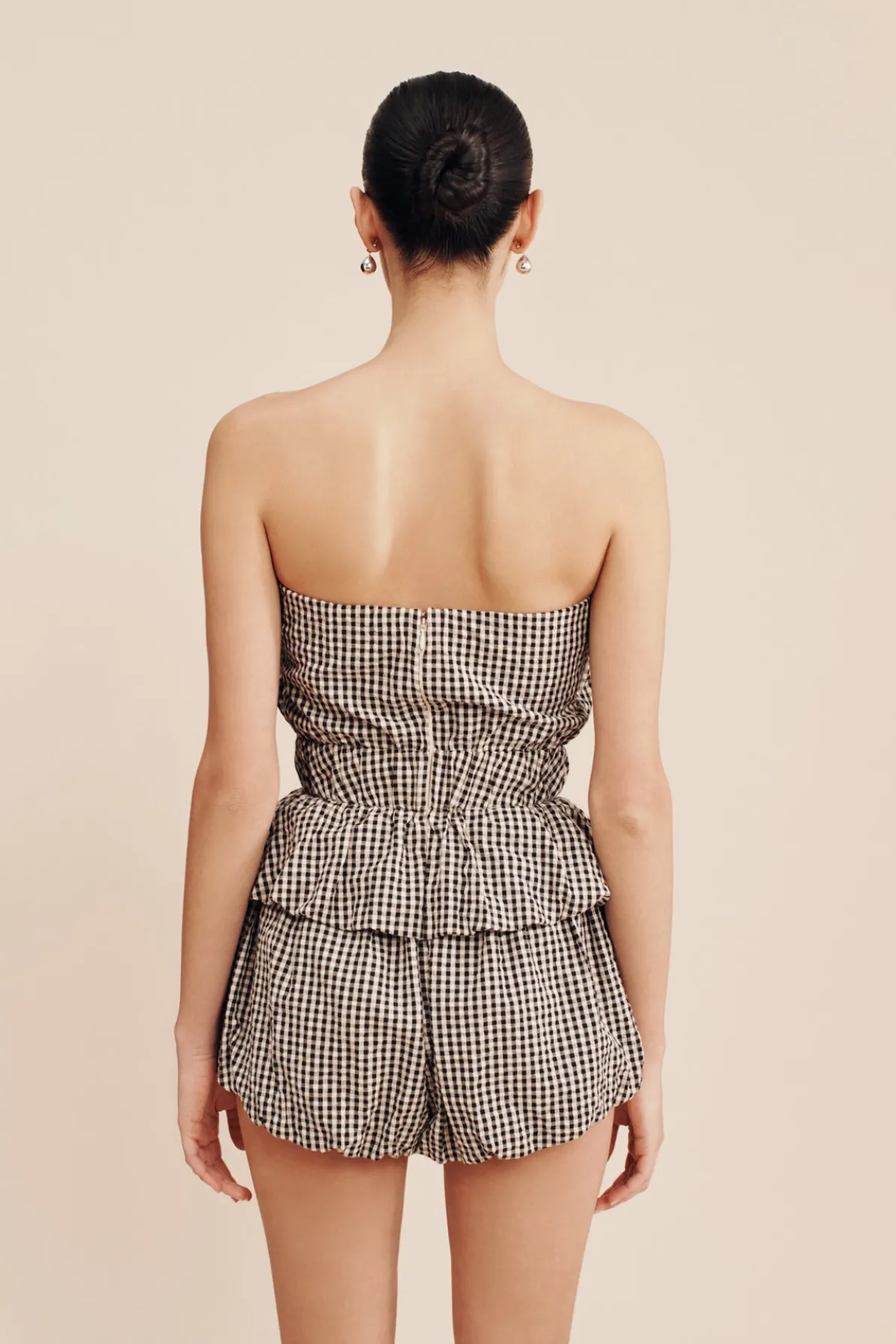 AURELIA STRAPLESS TOP - GINGHAM