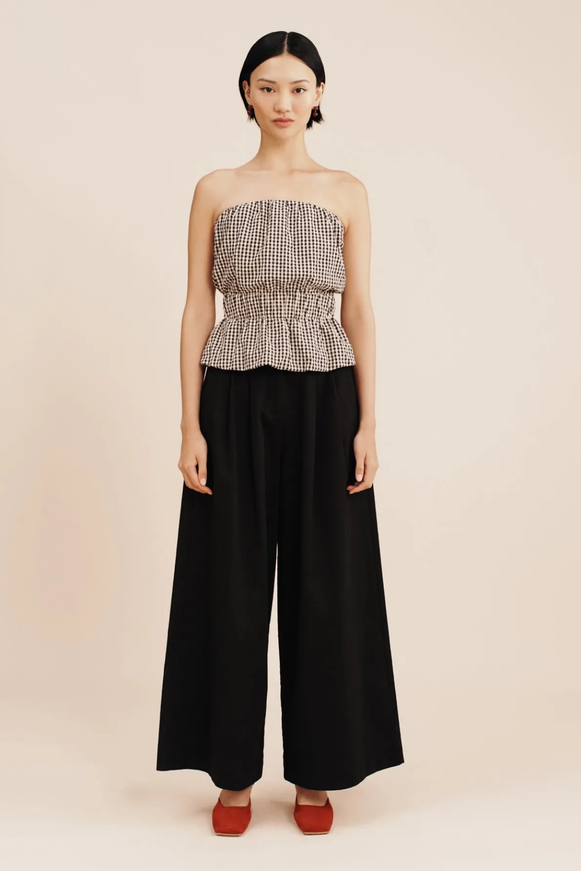 AURELIA STRAPLESS TOP - GINGHAM
