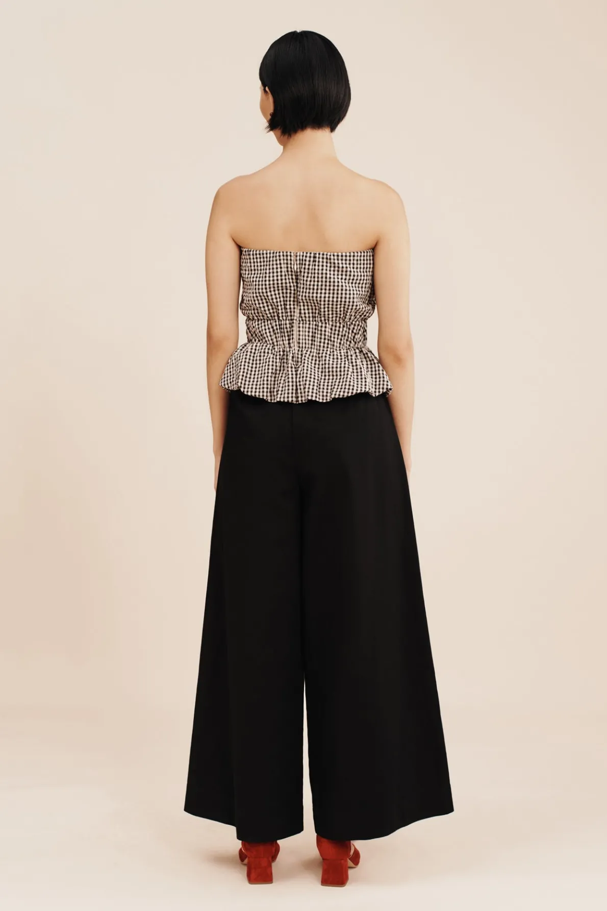 AURELIA STRAPLESS TOP - GINGHAM