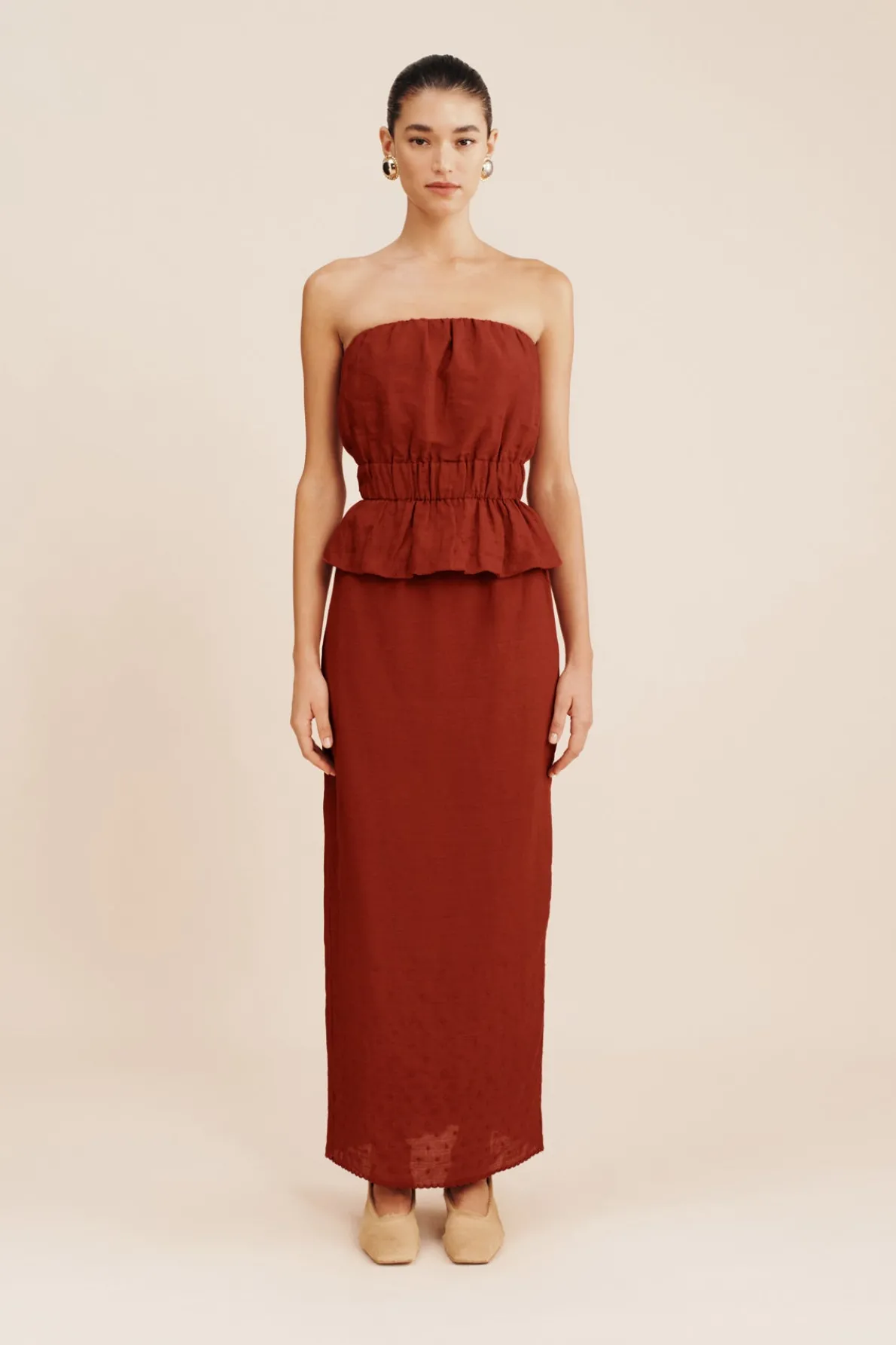 AURELIA STRAPLESS TOP - MERLOT