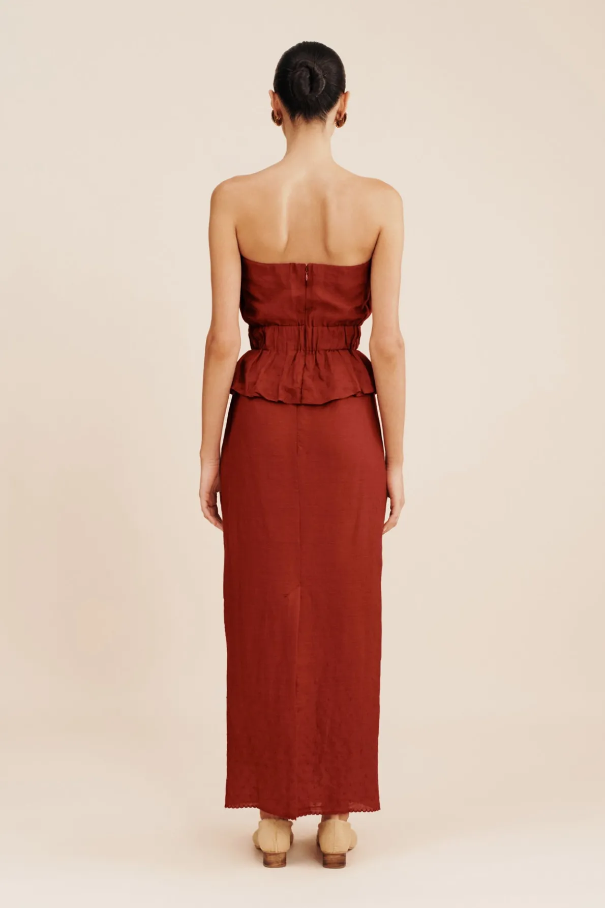AURELIA STRAPLESS TOP - MERLOT