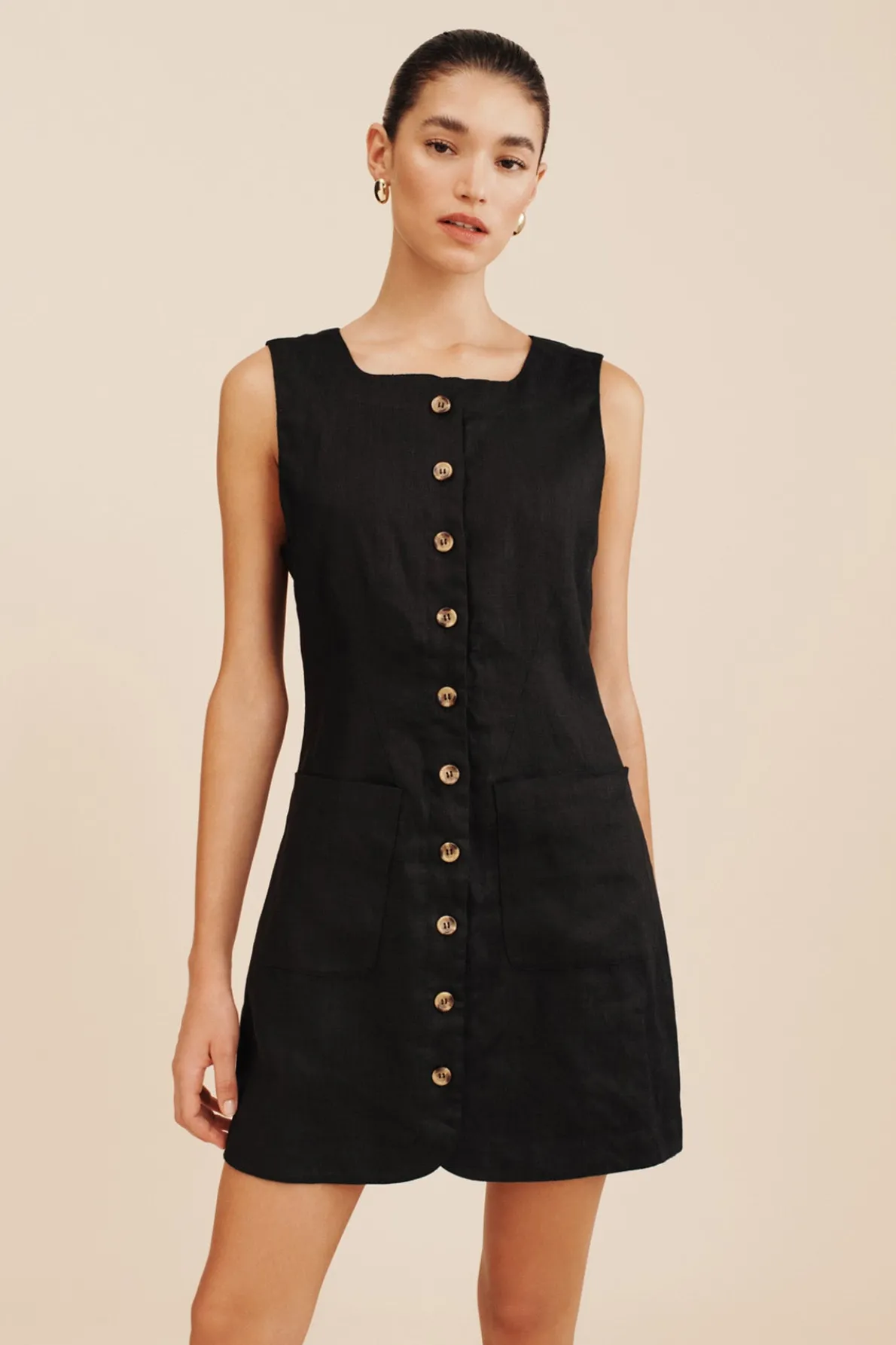 EMMA BUTTON DOWN MINI - BLACK