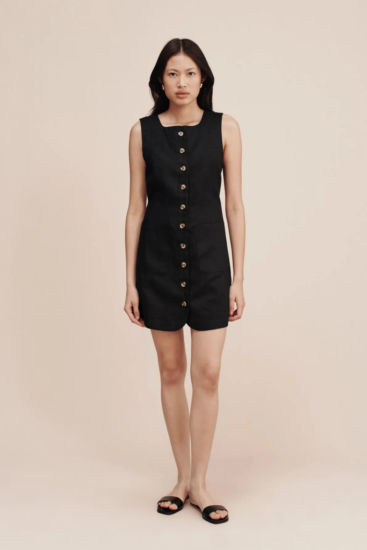 EMMA BUTTON DOWN MINI - BLACK