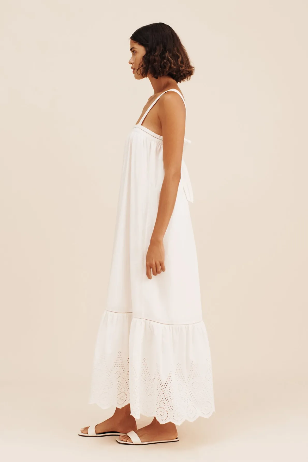 LOUISA TIE DRESS - VINTAGE WHITE
