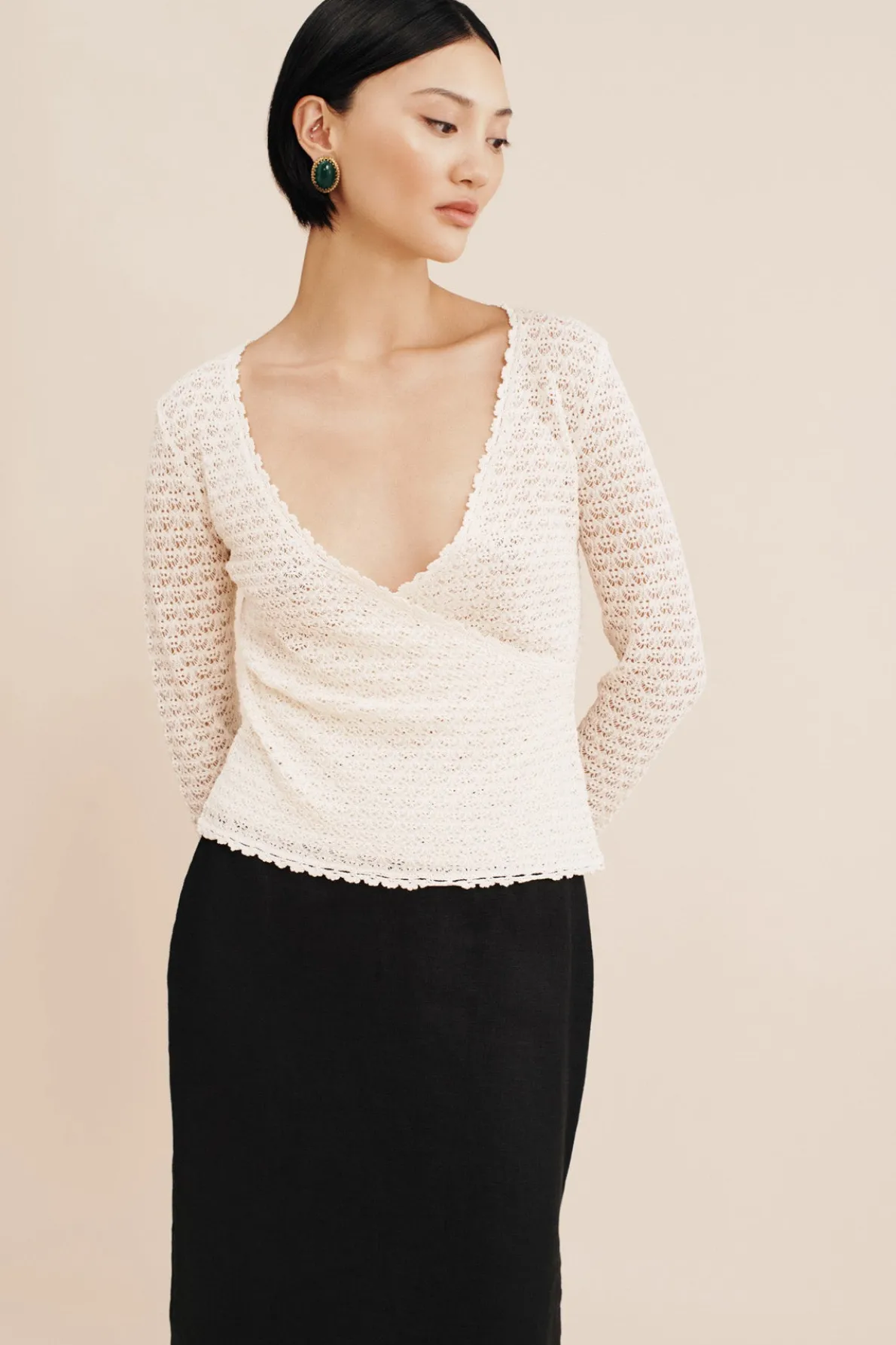 ROMY WRAP TOP - CREAM