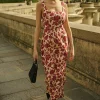 SKYLA COLUMN DRESS - SCARLET BLOOM