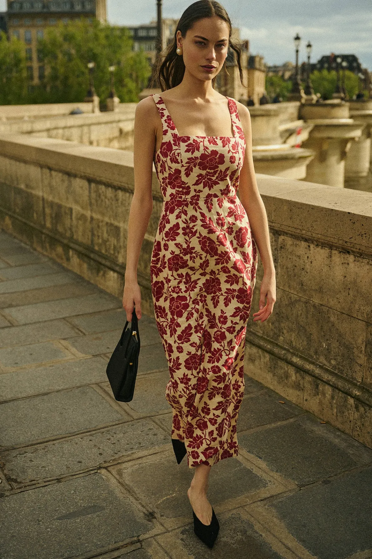 SKYLA COLUMN DRESS - SCARLET BLOOM